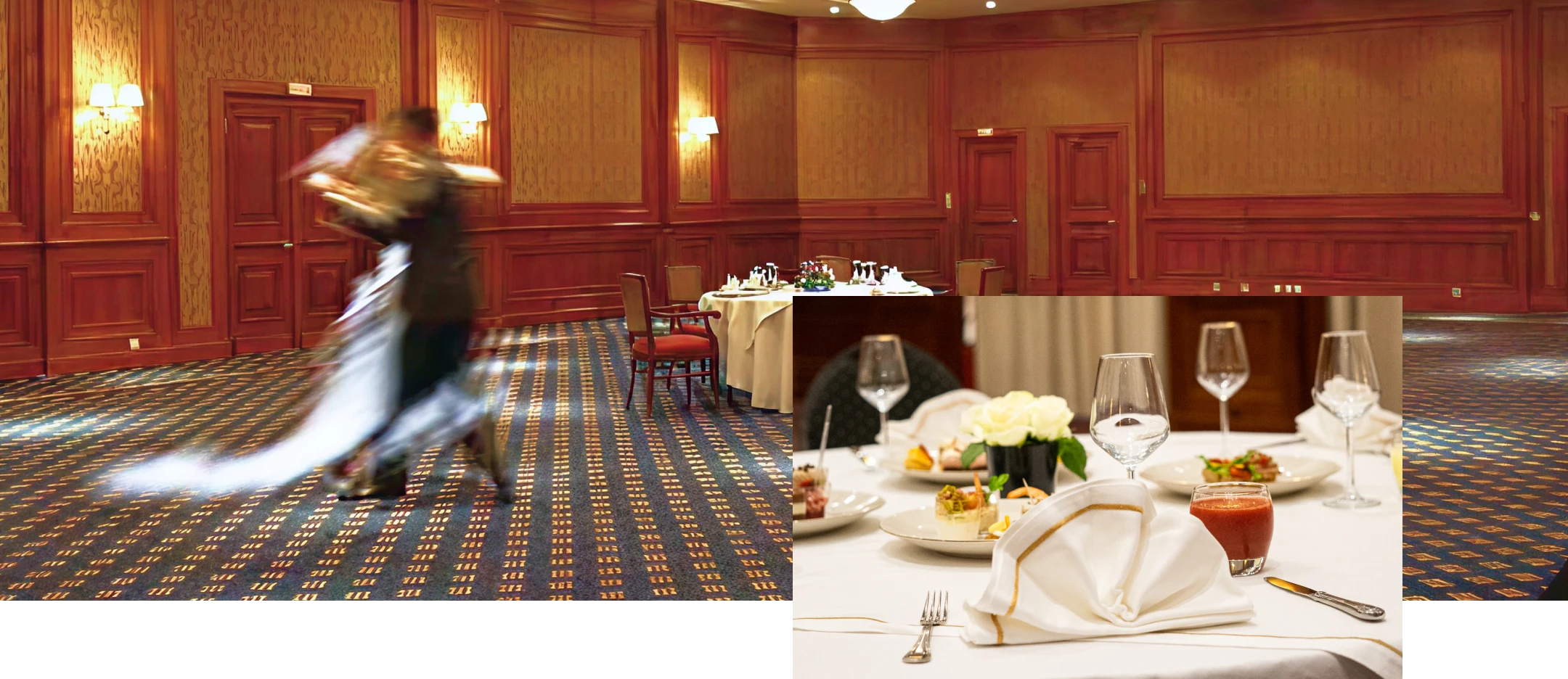 Ballroom du Concorde Les Berges du Lac aménagé pour un banquet